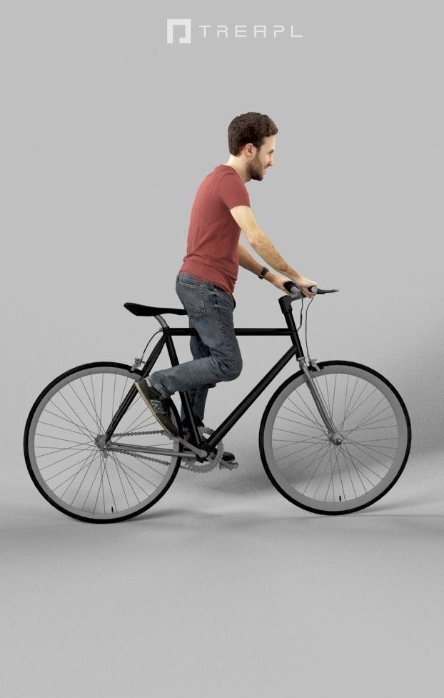 Scanned Man Woman Bike Bicycle Foreground People Volume 01 3D Model Collection_57