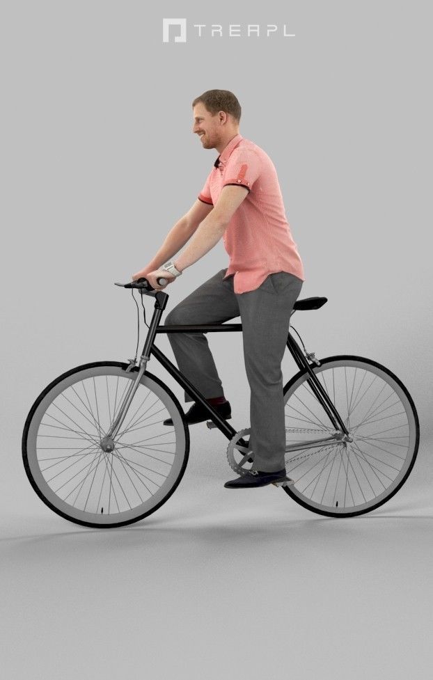 Scanned Man Woman Bike Bicycle Foreground People Volume 01 3D Model Collection_30