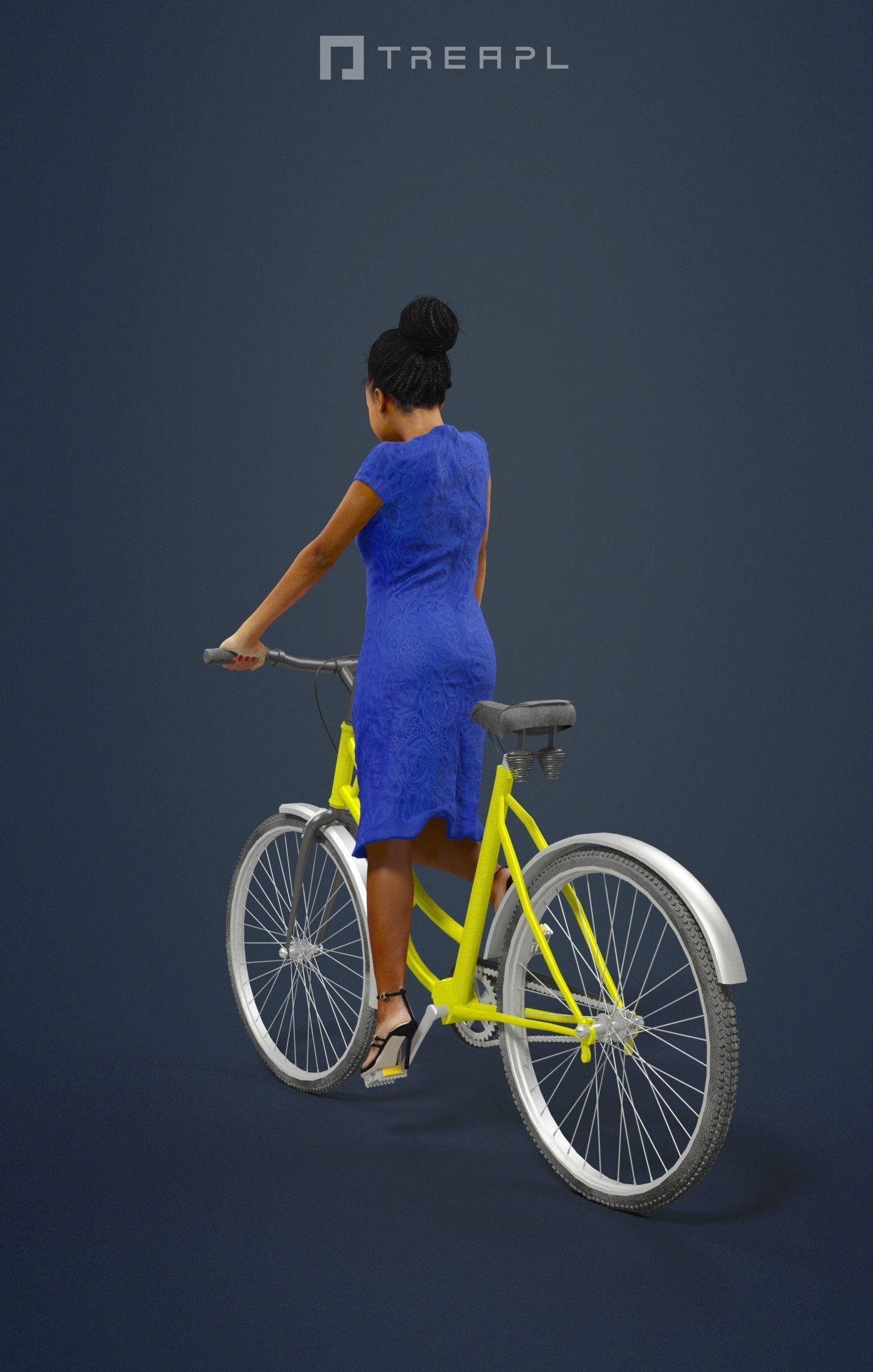 Scanned Man Woman Bike Bicycle Foreground People Volume 01 3D Model Collection_43