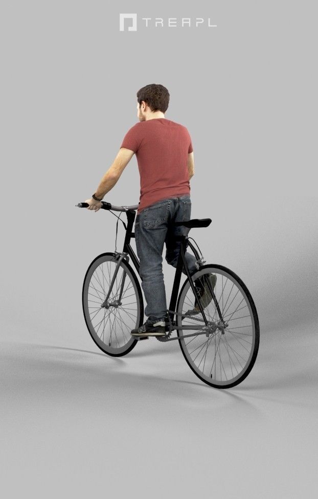 Scanned Man Woman Bike Bicycle Foreground People Volume 01 3D Model Collection_56