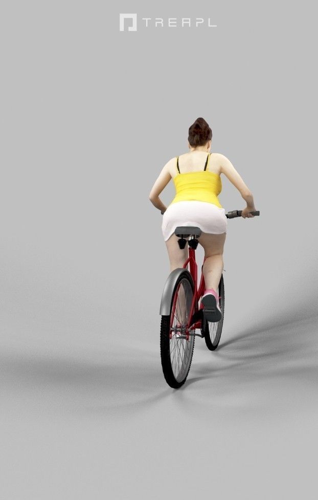 Scanned Man Woman Bike Bicycle Foreground People Volume 01 3D Model Collection_77