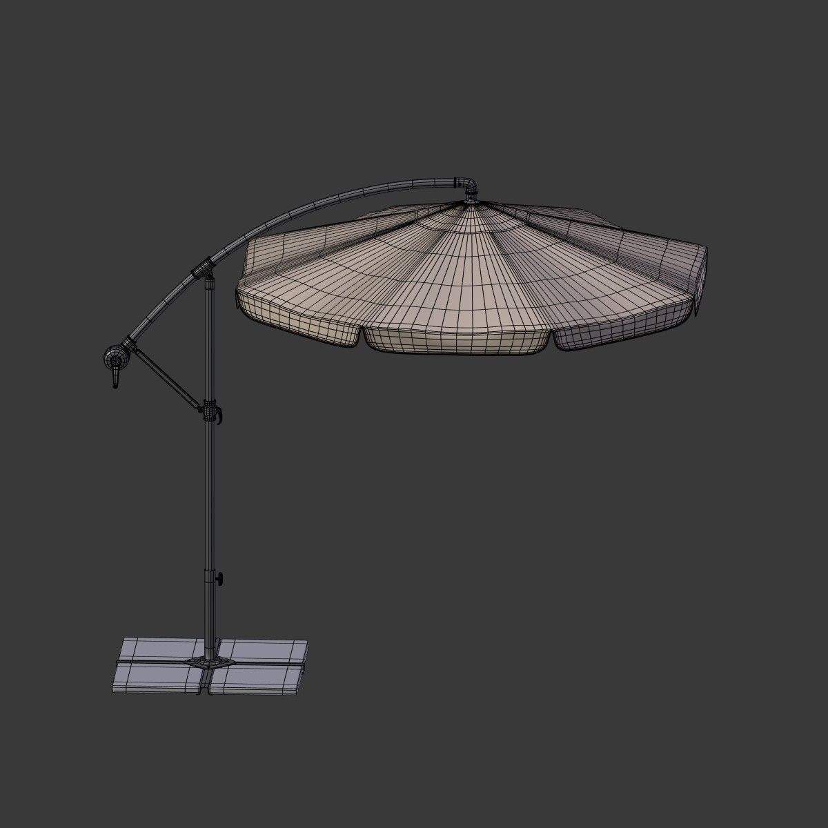 Deck Umbrella 5 Low-poly 3D model_5