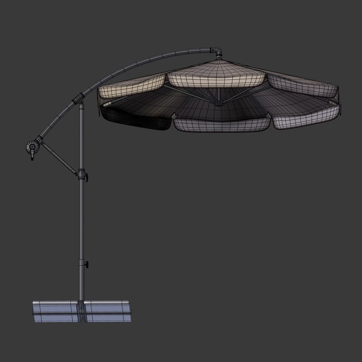 Deck Umbrella 5 Low-poly 3D model_7