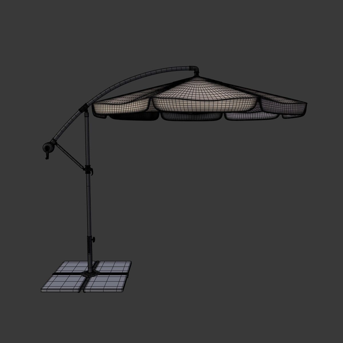 Deck Umbrella 5 Low-poly 3D model_3