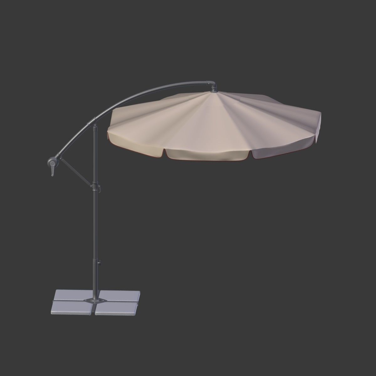 Deck Umbrella 5 Low-poly 3D model_4