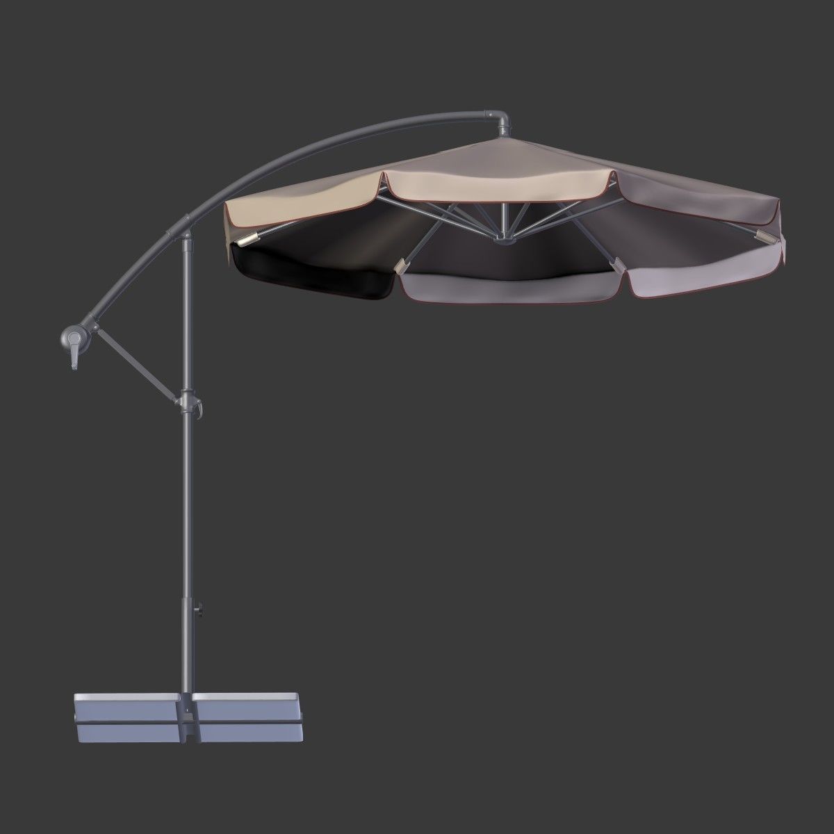 Deck Umbrella 5 Low-poly 3D model_6