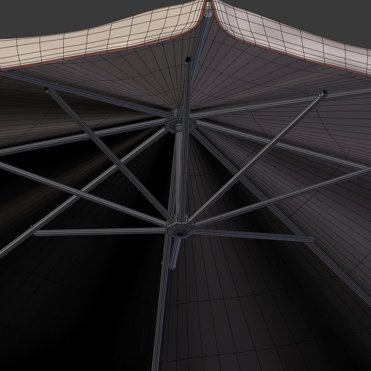 Deck Umbrella 5 Low-poly 3D model_13
