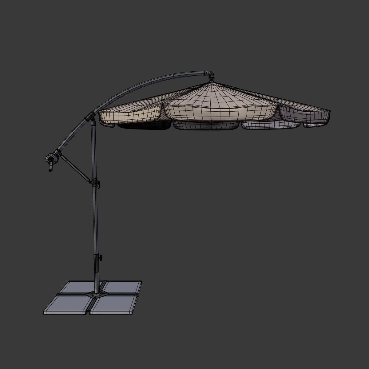 Deck Umbrella 5 Low-poly 3D model_2