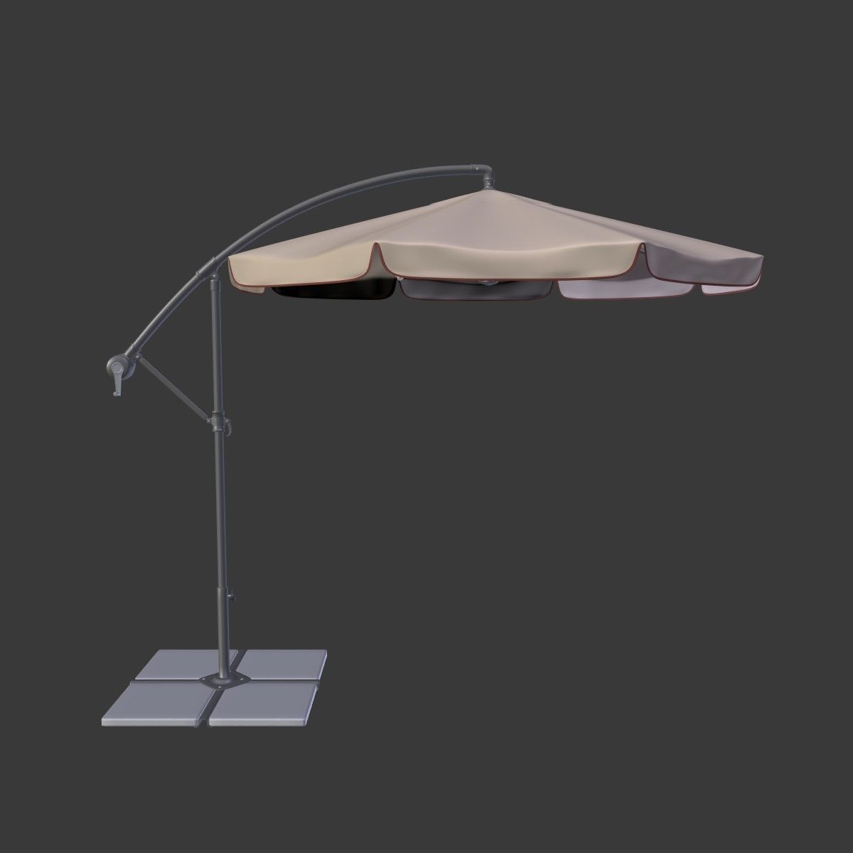 Deck Umbrella 5 Low-poly 3D model_1