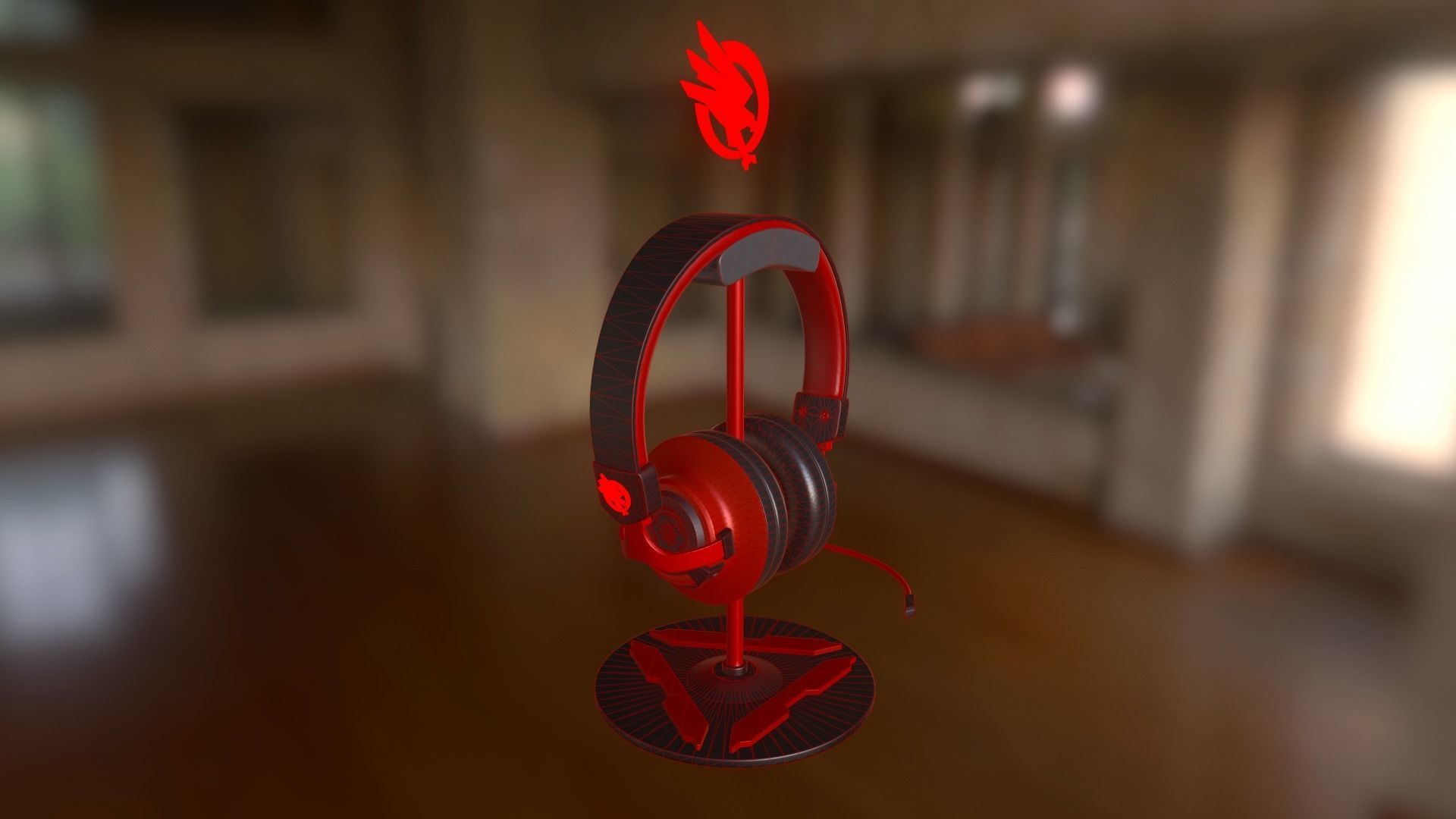 Gaming headphones Low-poly 3D model_6