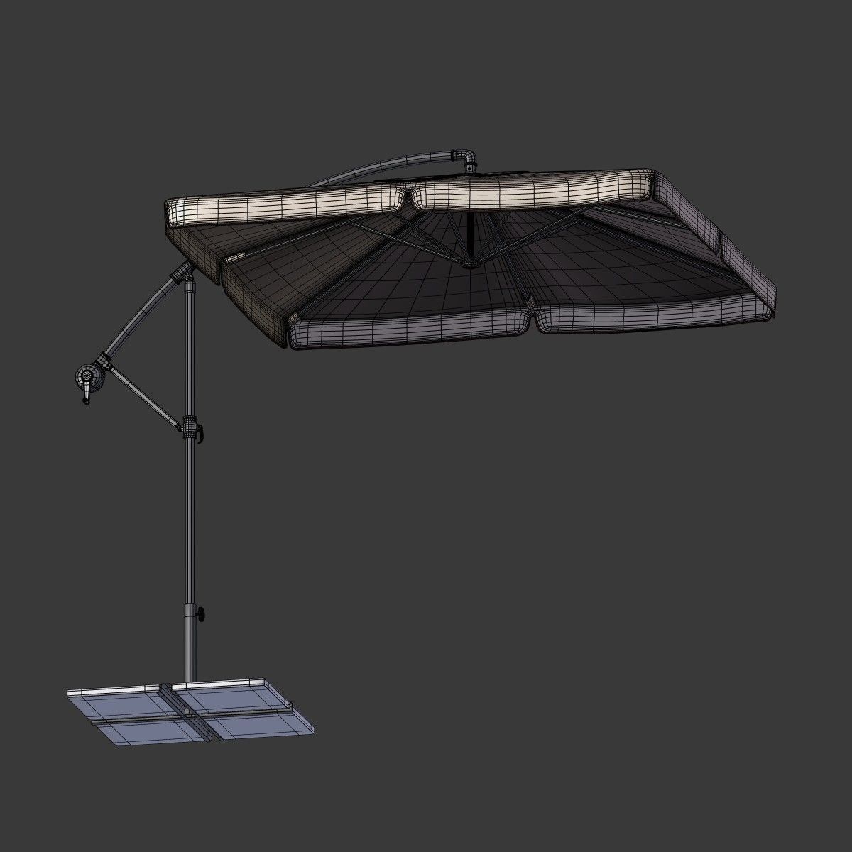 Deck Umbrella 6 Low-poly 3D model_7