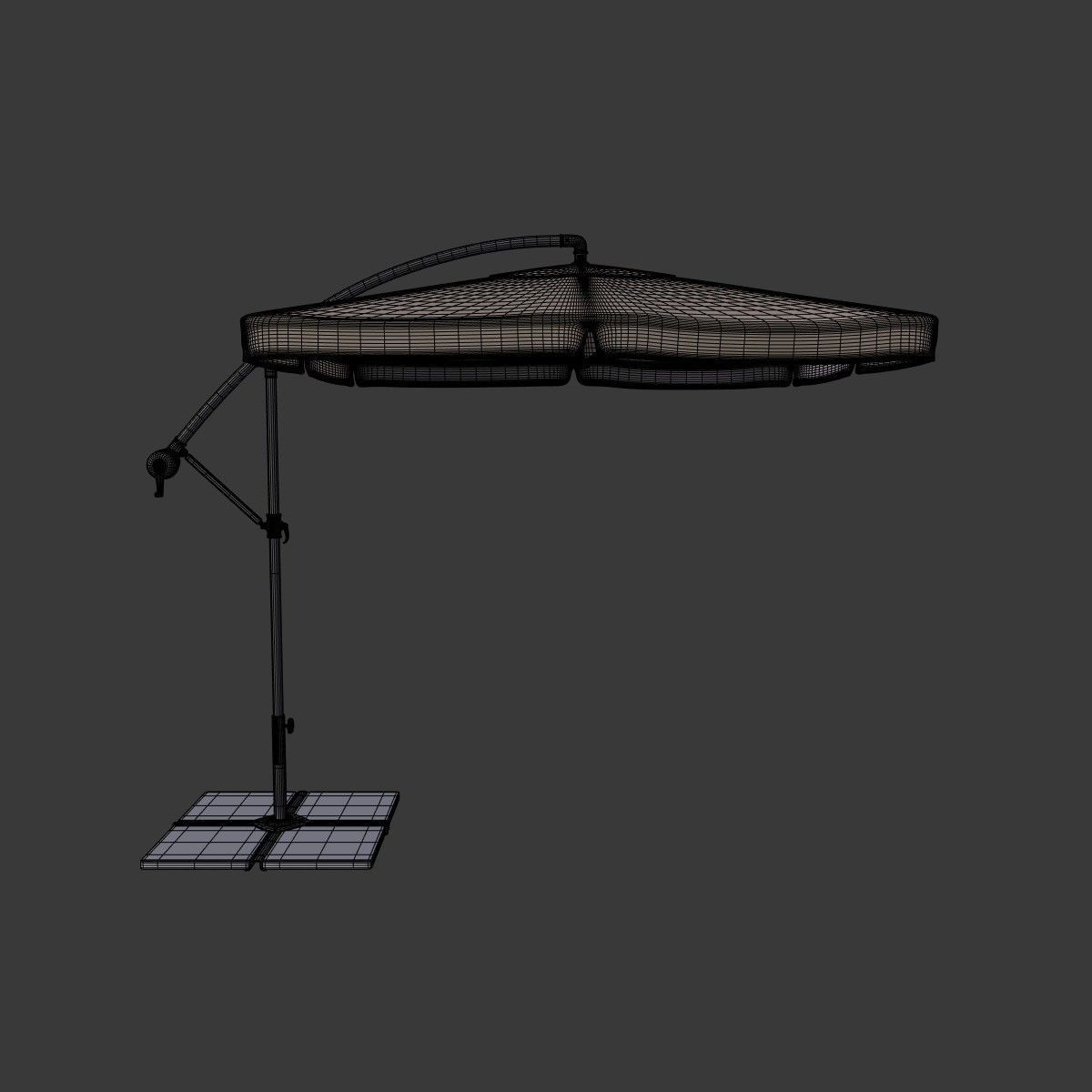 Deck Umbrella 6 Low-poly 3D model_3
