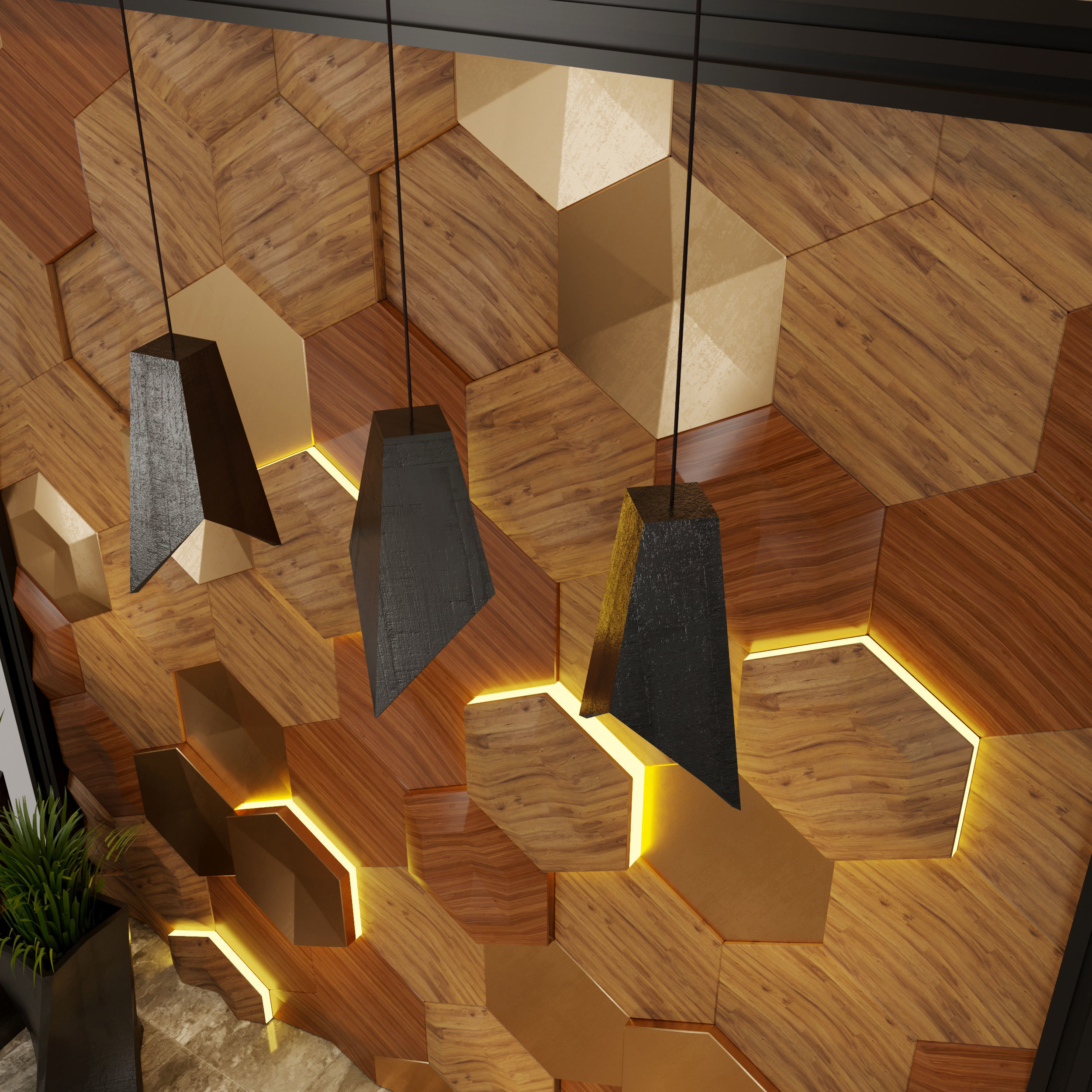 Decor hexagonal wall 3D model_2