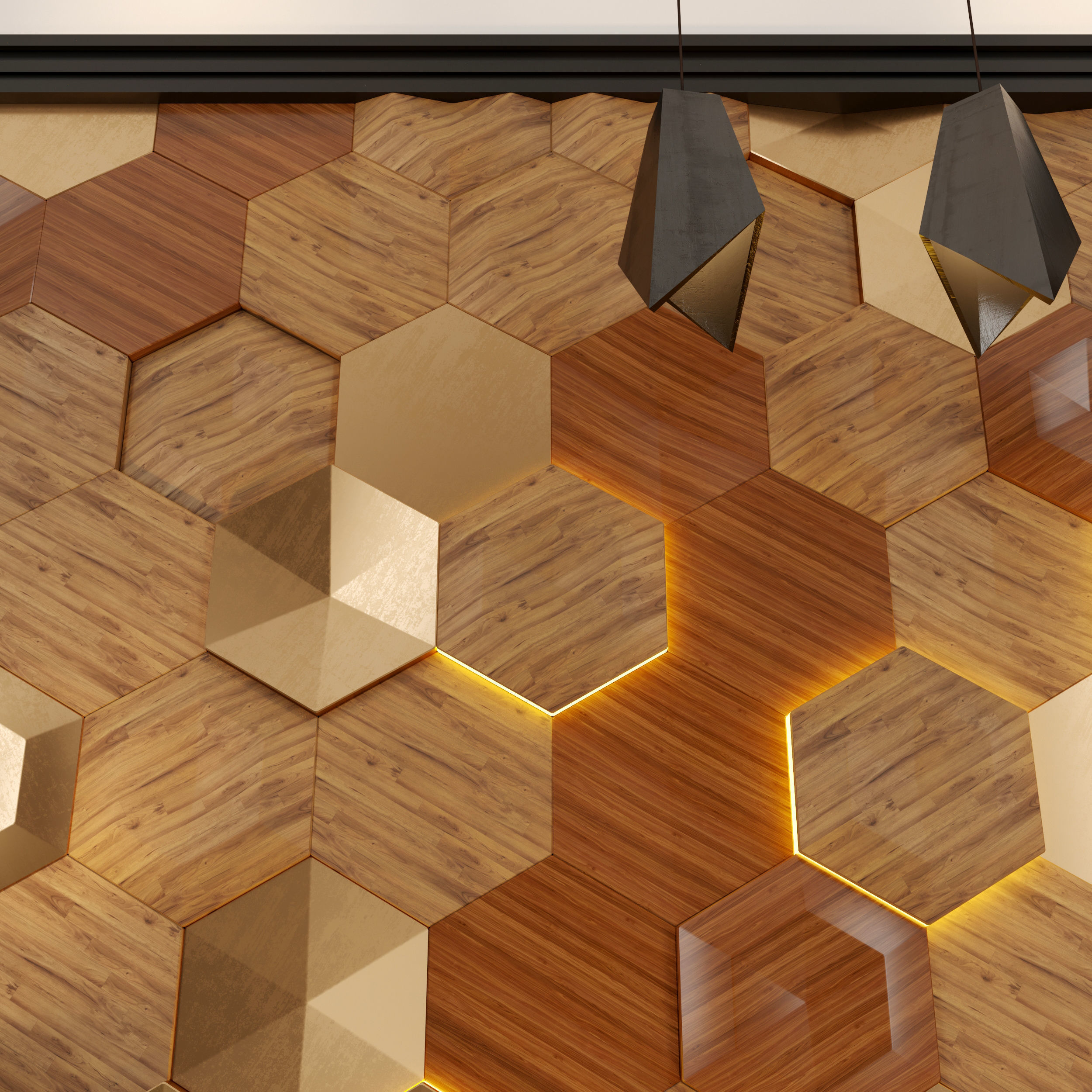 Decor hexagonal wall 3D model_1