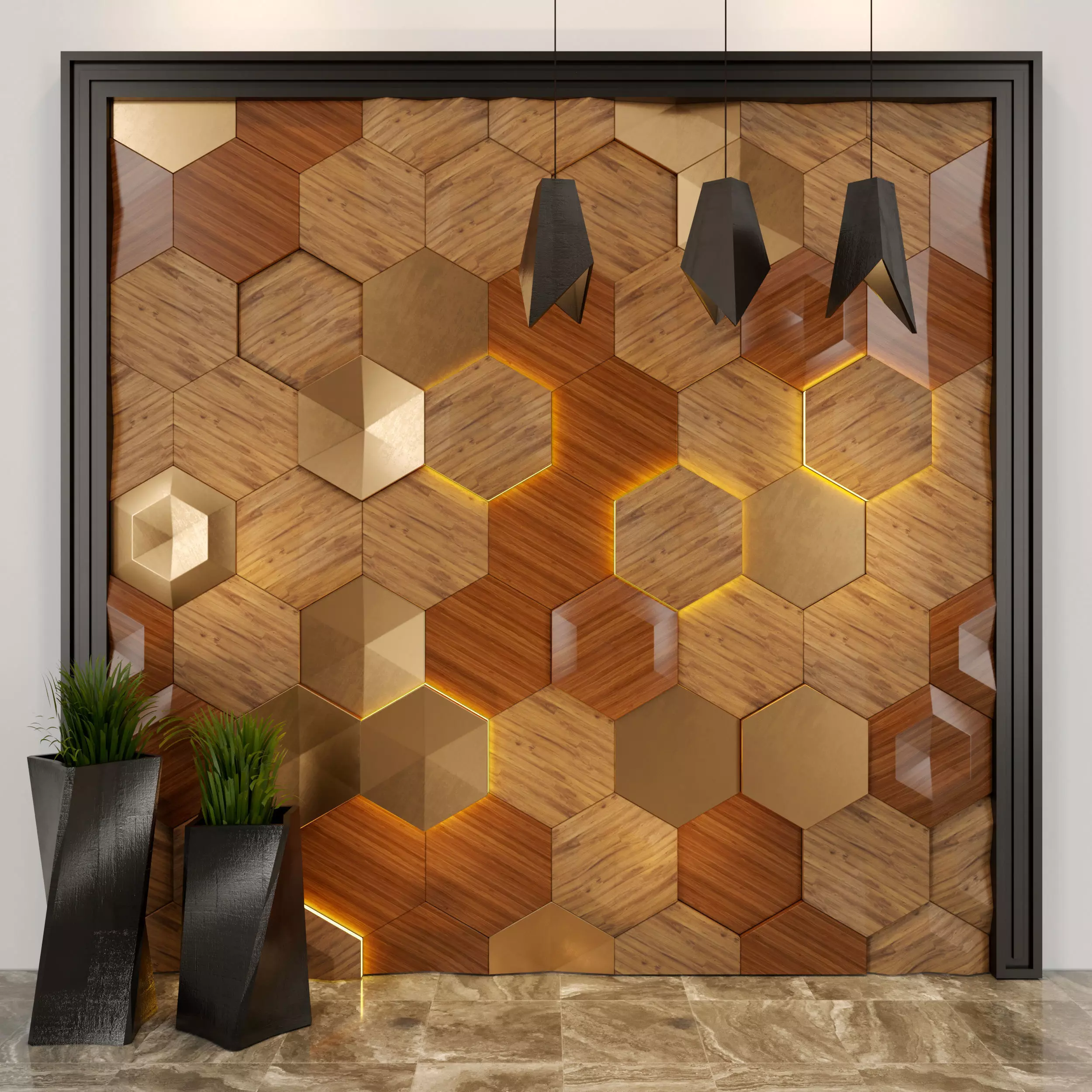 Decor hexagonal wall 3D model_0