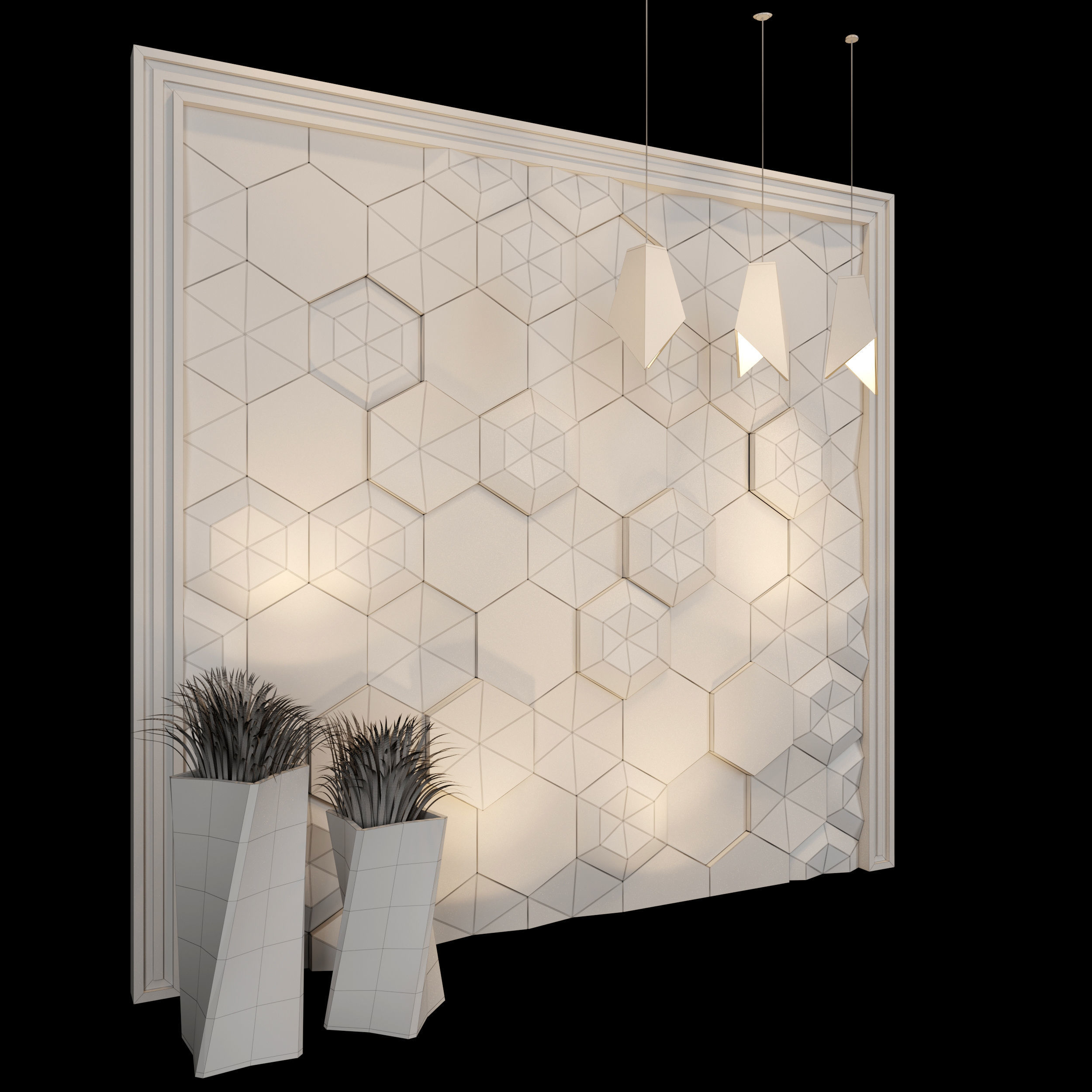 Decor hexagonal wall 3D model_6