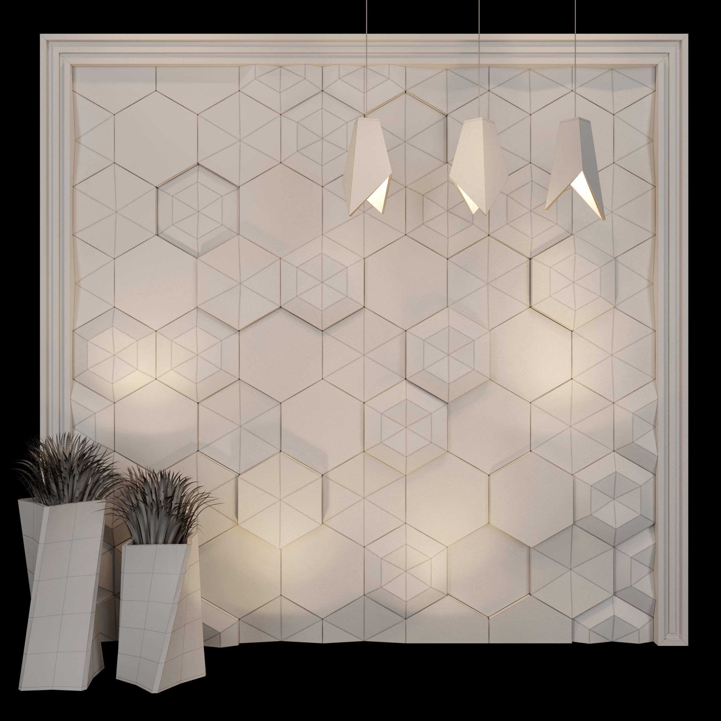Decor hexagonal wall 3D model_5