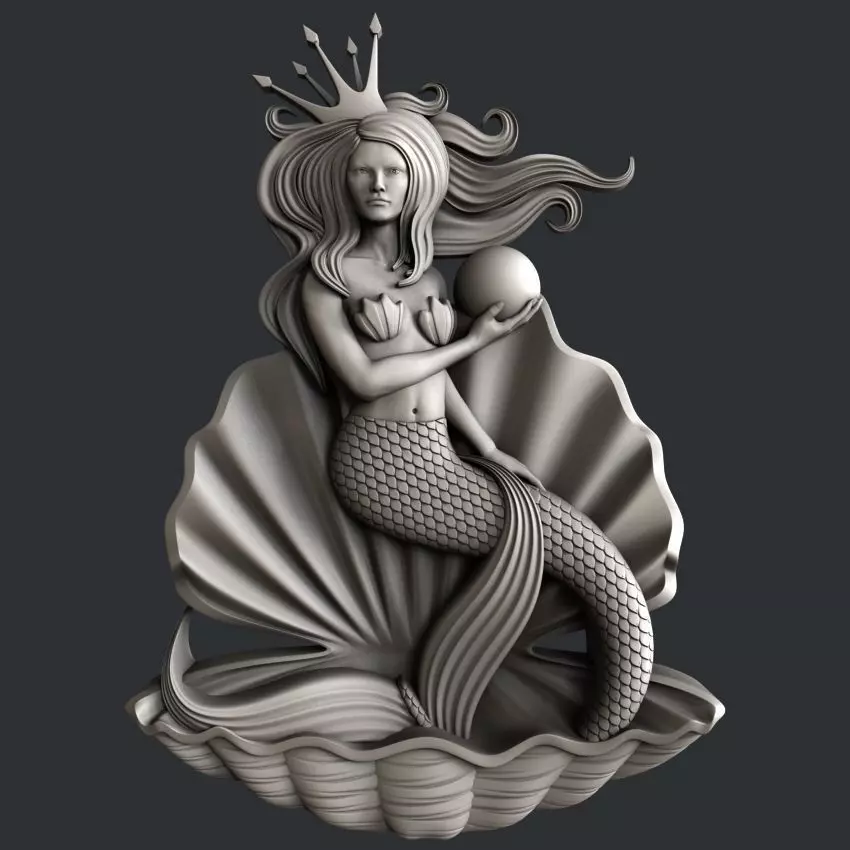 3d STL models for CNC router Mermaid 3D model_0