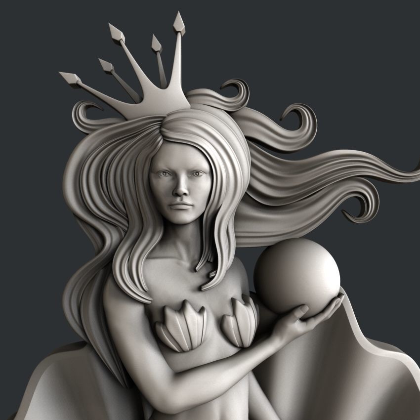 3d STL models for CNC router Mermaid 3D model_4