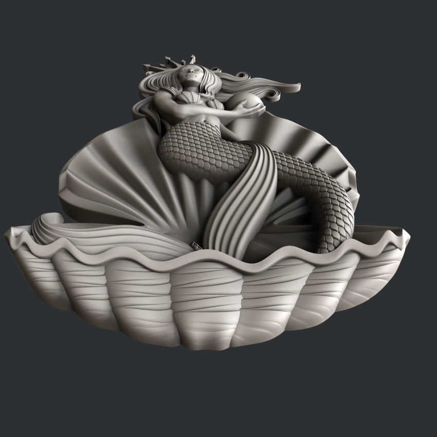 3d STL models for CNC router Mermaid 3D model_3
