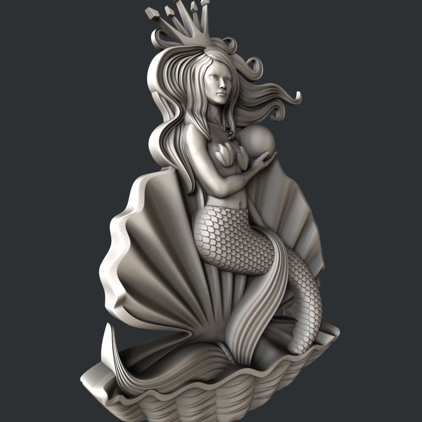 3d STL models for CNC router Mermaid 3D model_1