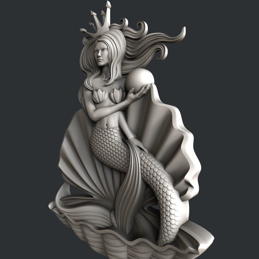 3d STL models for CNC router Mermaid 3D model_2