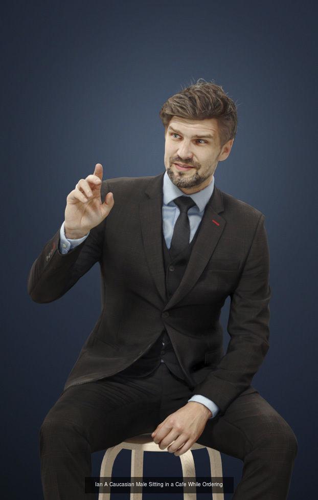 10x Scanned Man Woman Cafe Bar Foreground People Volume 01 3D Model Collection_5