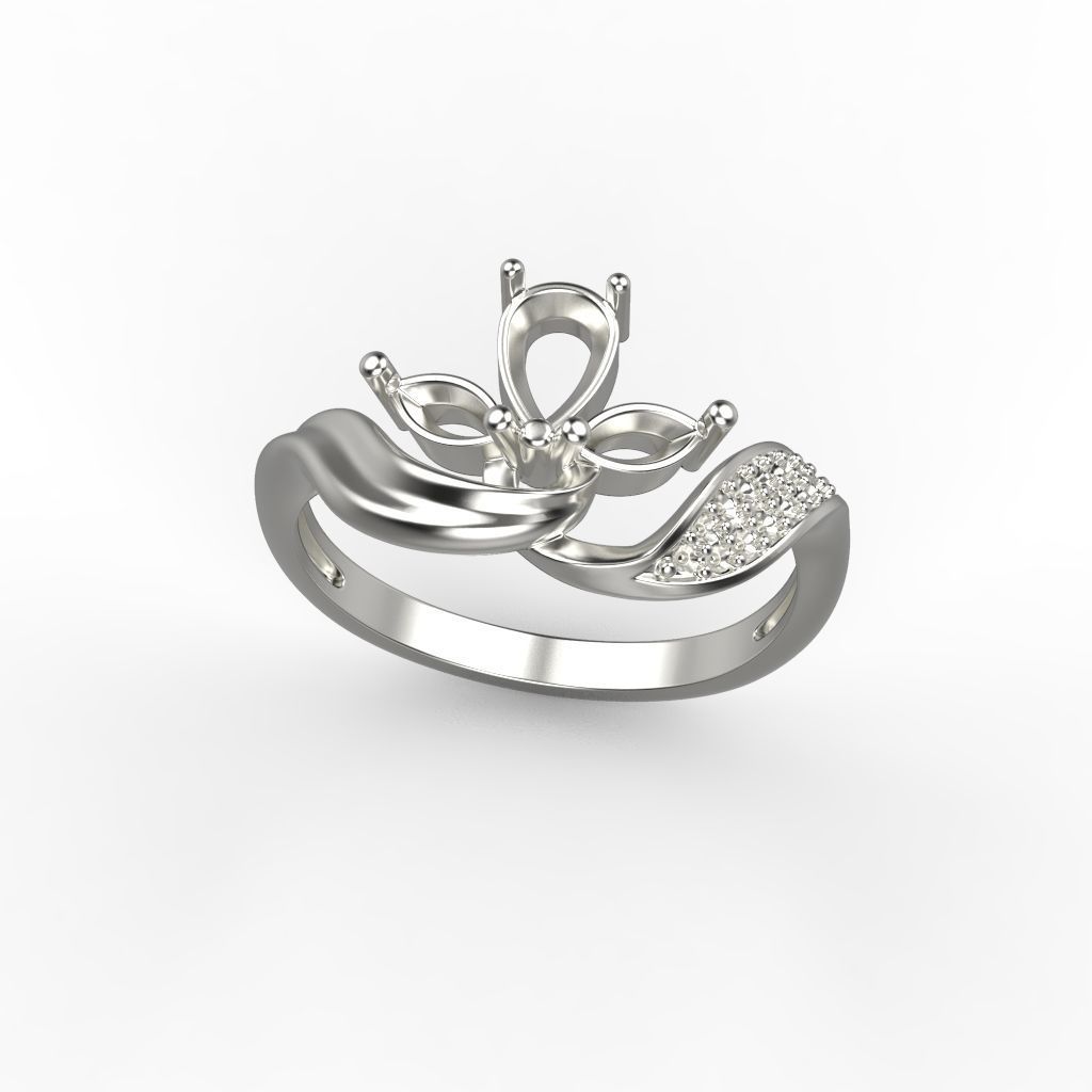 Design Women ring with gems 3dm stl 3D print model 3D print model_16