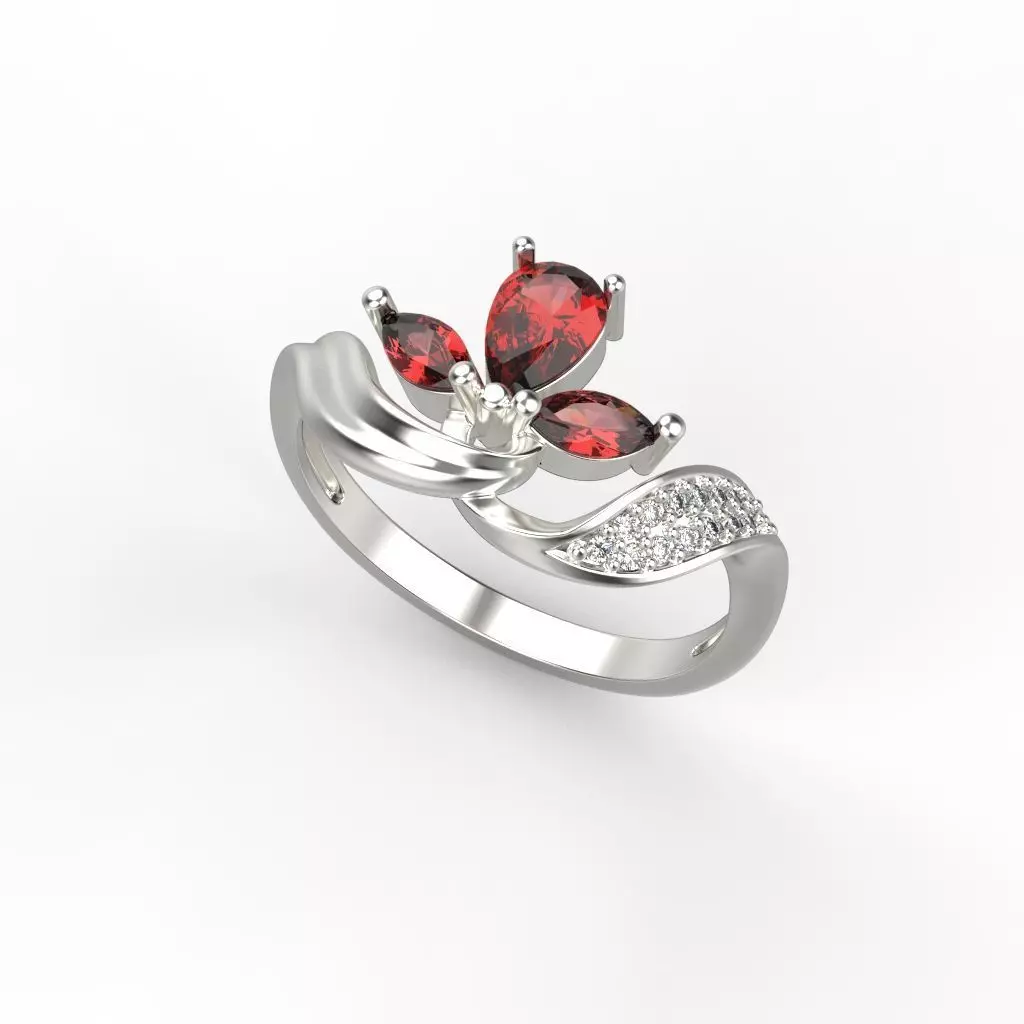 Design Women ring with gems 3dm stl 3D print model 3D print model_0