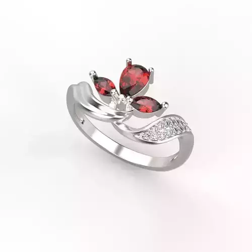 Design Women ring with gems 3dm stl 3D print model 3D print model