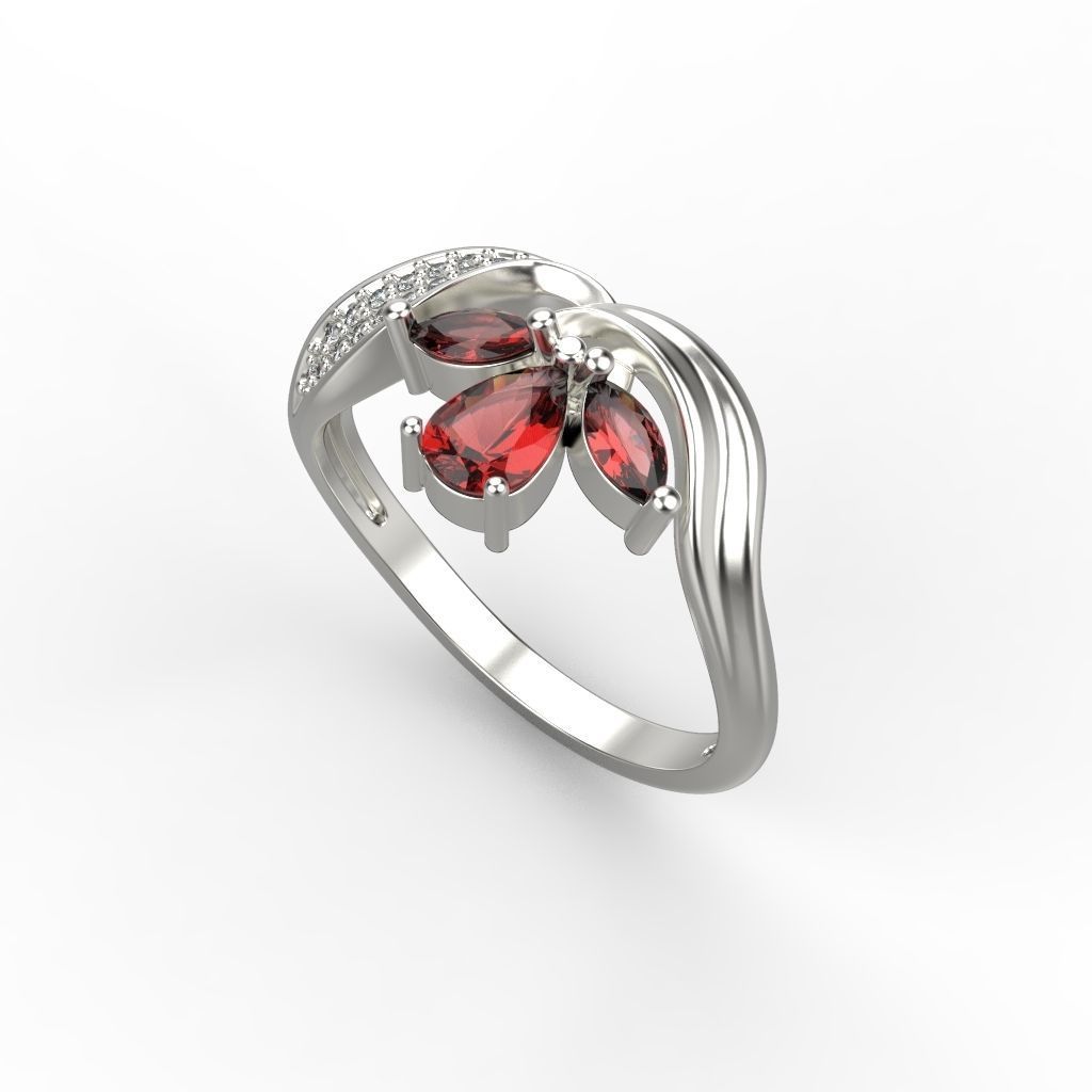 Design Women ring with gems 3dm stl 3D print model 3D print model_5