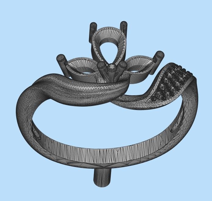 Design Women ring with gems 3dm stl 3D print model 3D print model_26