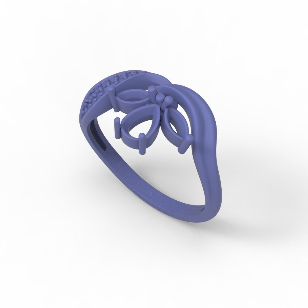 Design Women ring with gems 3dm stl 3D print model 3D print model_30