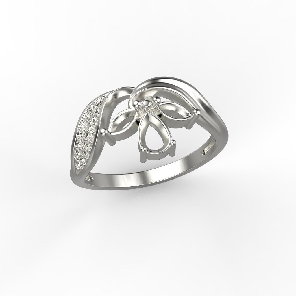 Design Women ring with gems 3dm stl 3D print model 3D print model_17