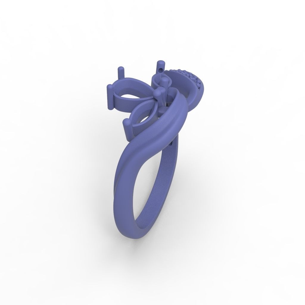 Design Women ring with gems 3dm stl 3D print model 3D print model_29