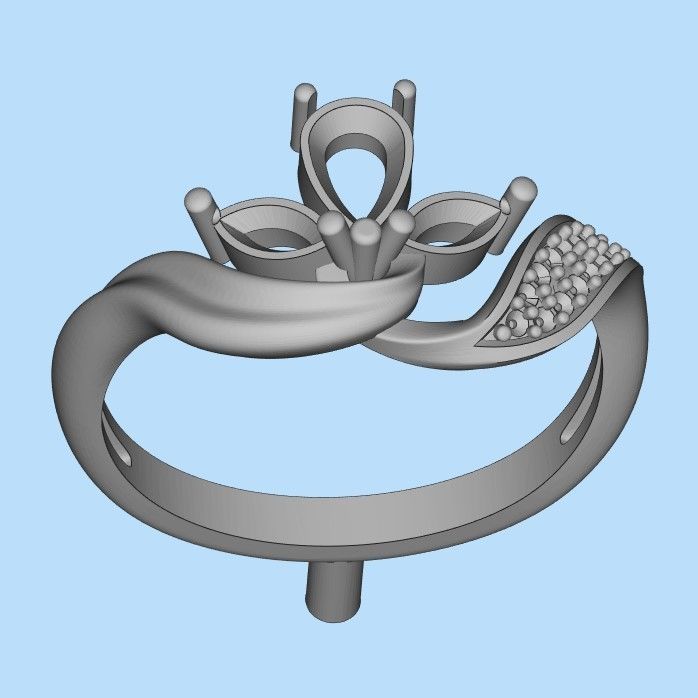 Design Women ring with gems 3dm stl 3D print model 3D print model_18