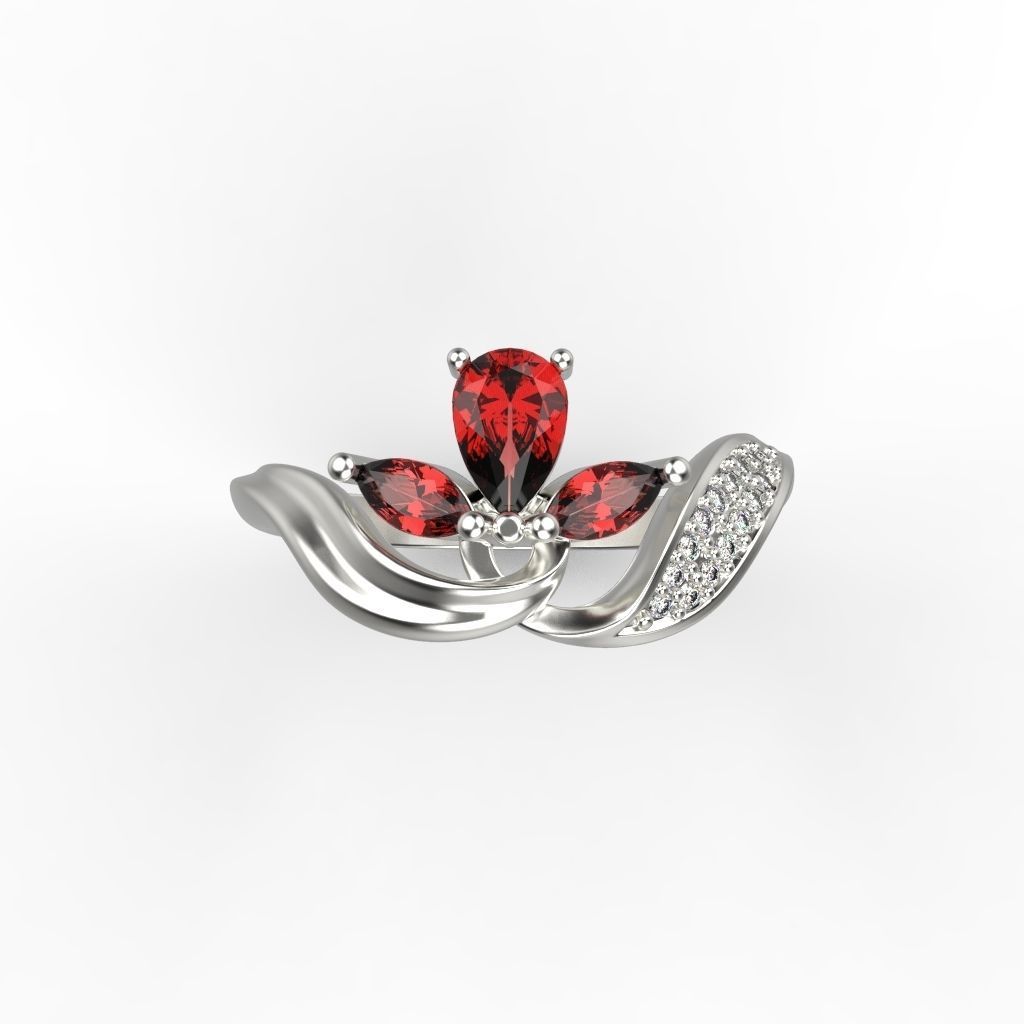 Design Women ring with gems 3dm stl 3D print model 3D print model_1