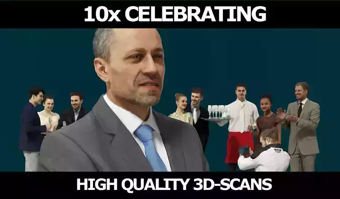 10x Woman Man Business Scanned  Celebrating People Vol 01 3D Model Collection