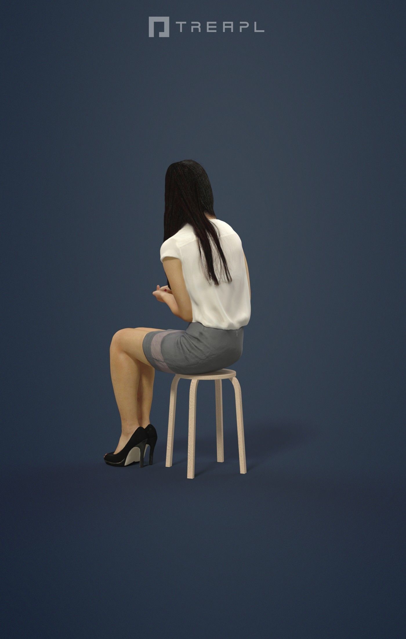 10x Scanned Man Woman Foreground Casual Sitting People Volume 01 3D Model Collection_108