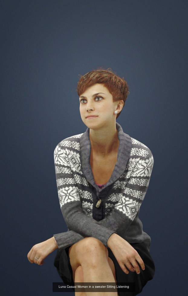 10x Scanned Man Woman Foreground Casual Sitting People Volume 01 3D Model Collection_6