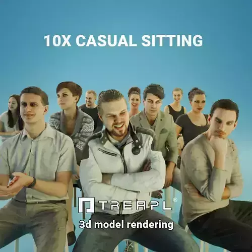10x Scanned Man Woman Foreground Casual Sitting People Volume 01 3D Model Collection