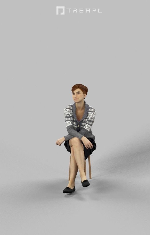 10x Scanned Man Woman Foreground Casual Sitting People Volume 01 3D Model Collection_62