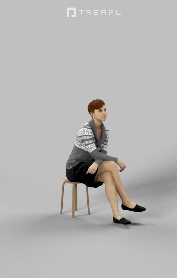 10x Scanned Man Woman Foreground Casual Sitting People Volume 01 3D Model Collection_63