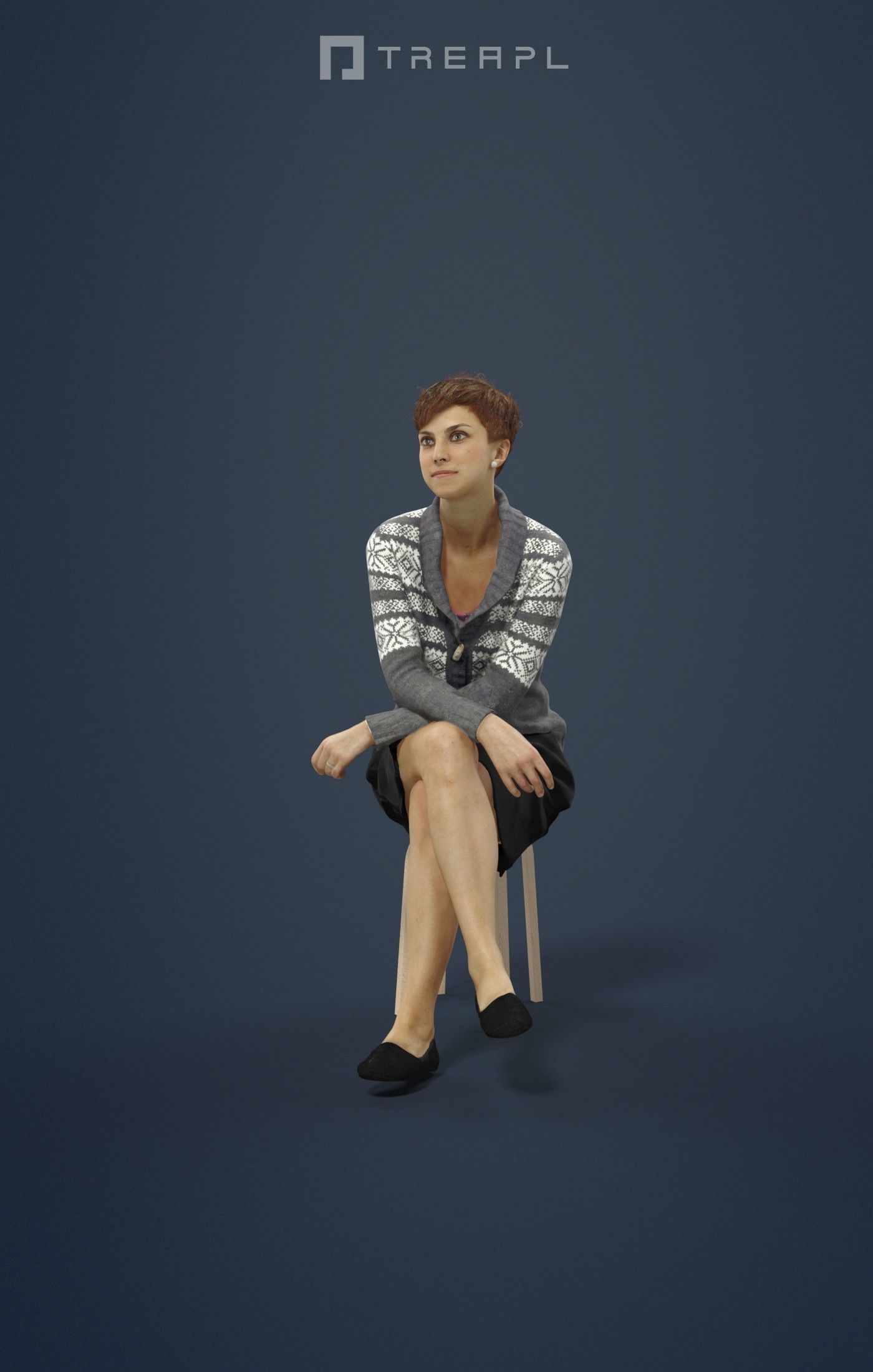 10x Scanned Man Woman Foreground Casual Sitting People Volume 01 3D Model Collection_70