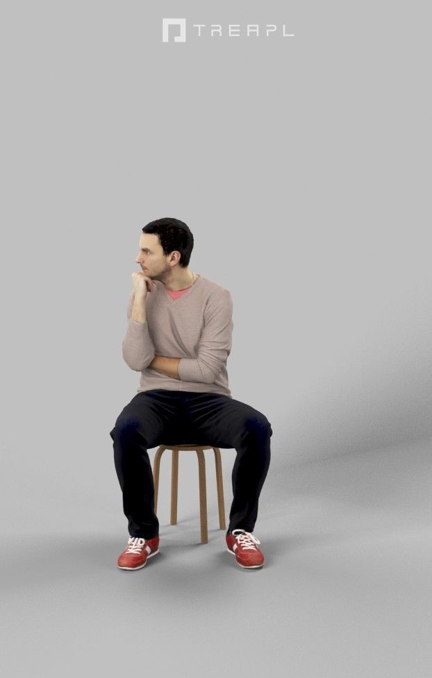 10x Scanned Man Woman Foreground Casual Sitting People Volume 01 3D Model Collection_32