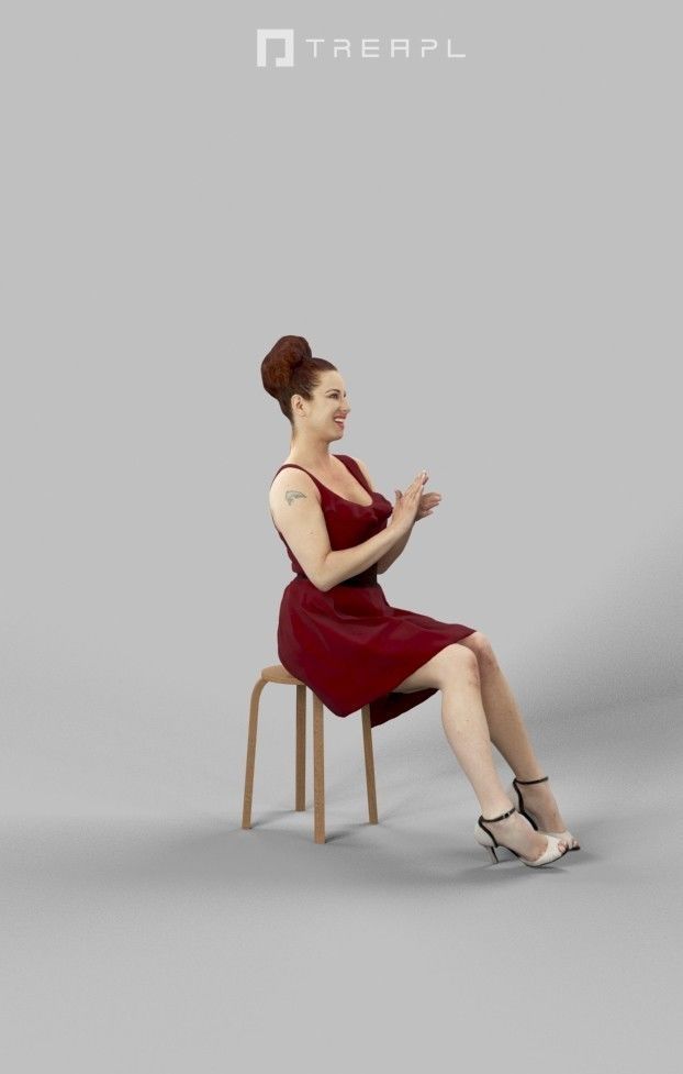 10x Scanned Man Woman Foreground Casual Sitting People Volume 01 3D Model Collection_77