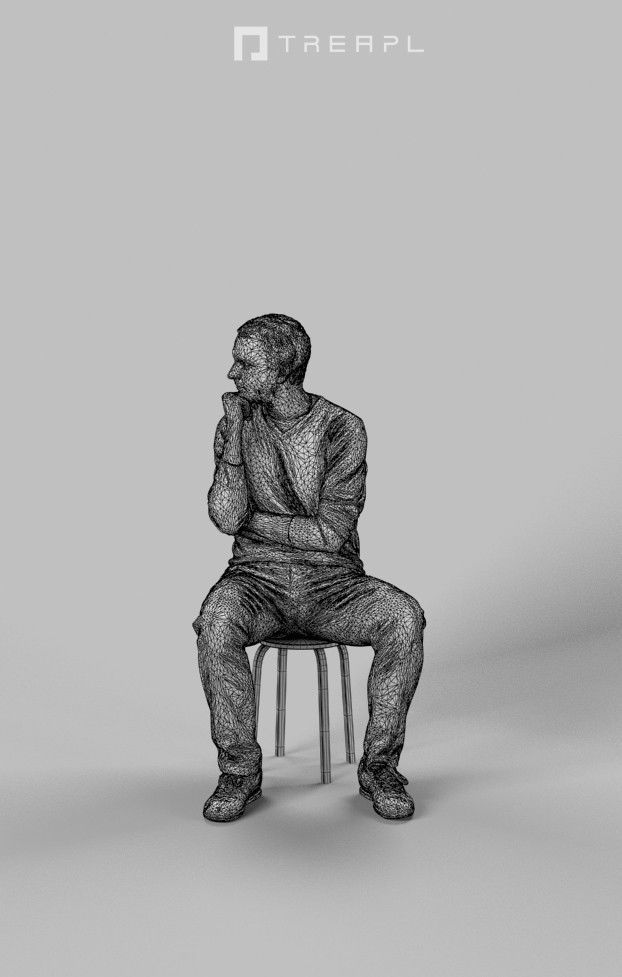 10x Scanned Man Woman Foreground Casual Sitting People Volume 01 3D Model Collection_38