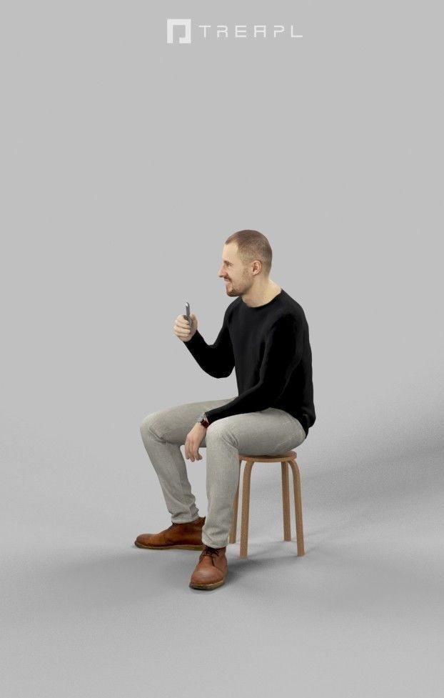 10x Scanned Man Woman Foreground Casual Sitting People Volume 01 3D Model Collection_52