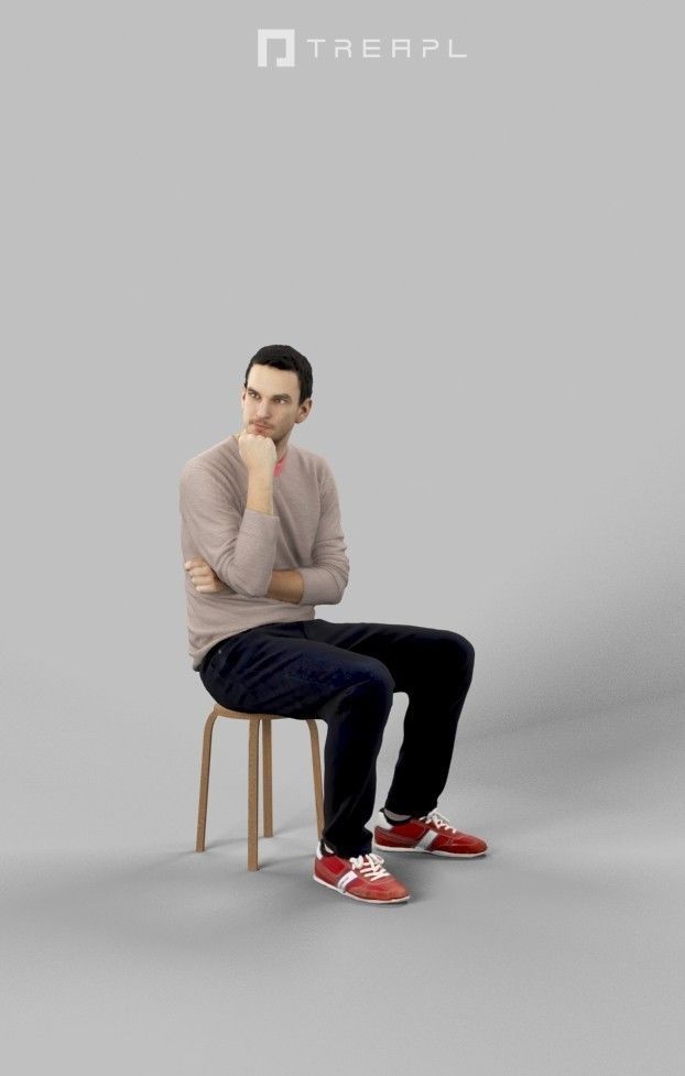 10x Scanned Man Woman Foreground Casual Sitting People Volume 01 3D Model Collection_31