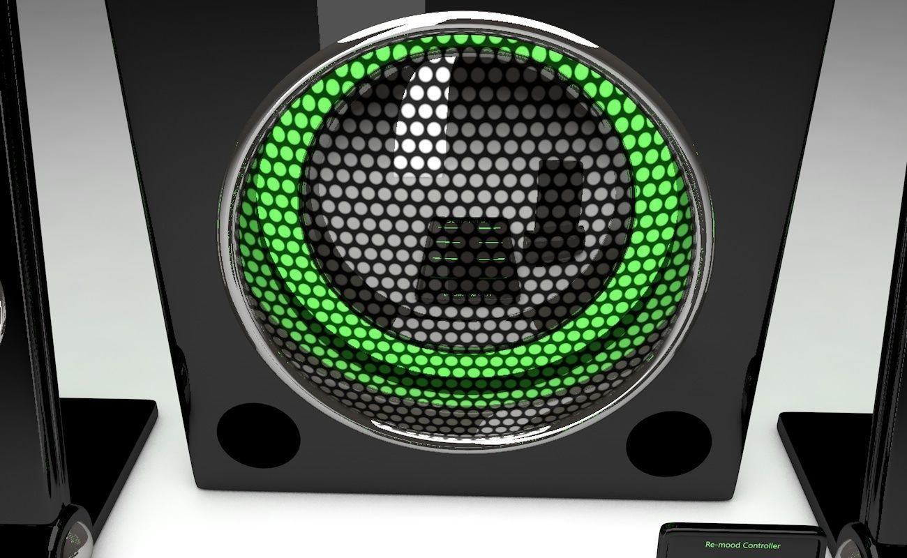 Speakers speaker system with lights 3D model_8